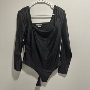 Shiny black bodysuit